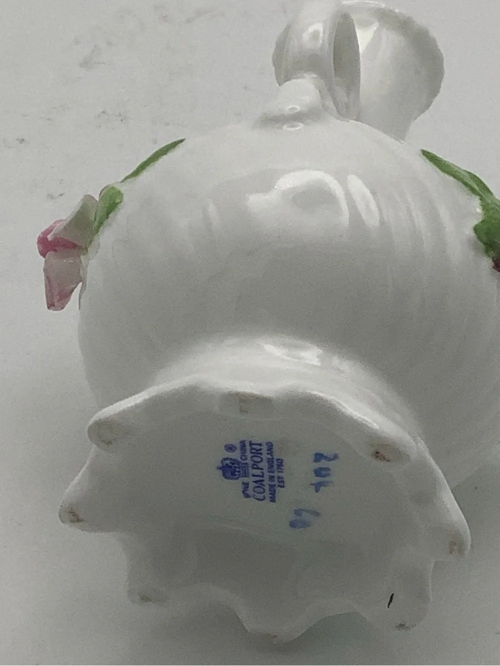 Coalport England Miniature Bone China Bud Vase with 3D Rose Accents